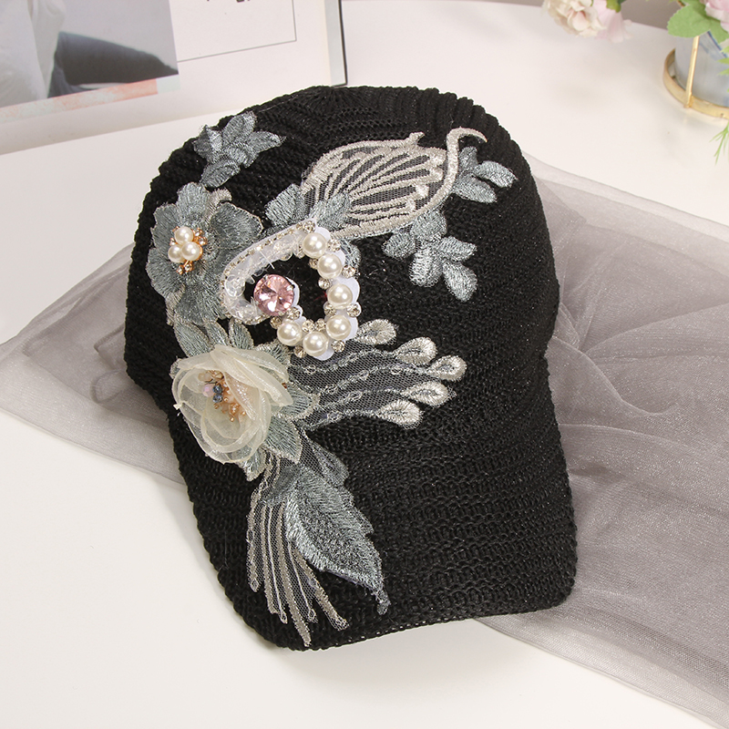 日焼け対策グッズ 優美刺繍キャップ 上品日よけ帽子