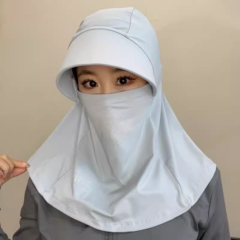 日焼け対策グッズ 全方位フェイスガード帽子