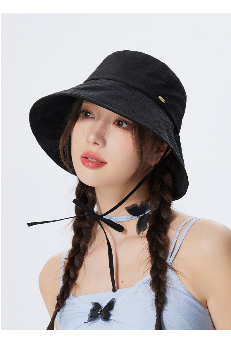 日焼け対策グッズ 優美なツバ広バケットハット 日焼け防止