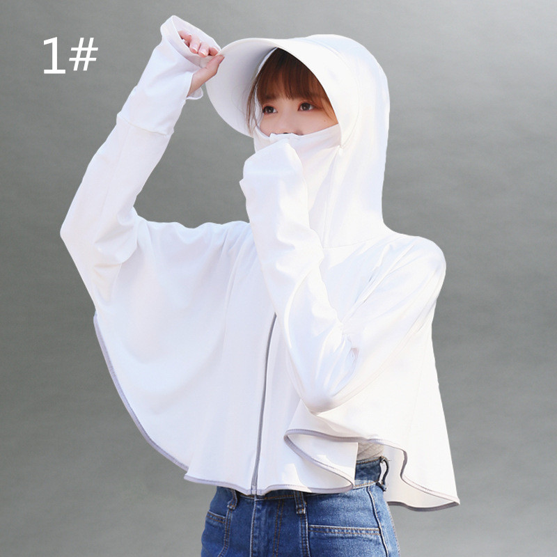 日焼け対策グッズ フェイスガード付きパーカー 紫外線防止速乾羽織り