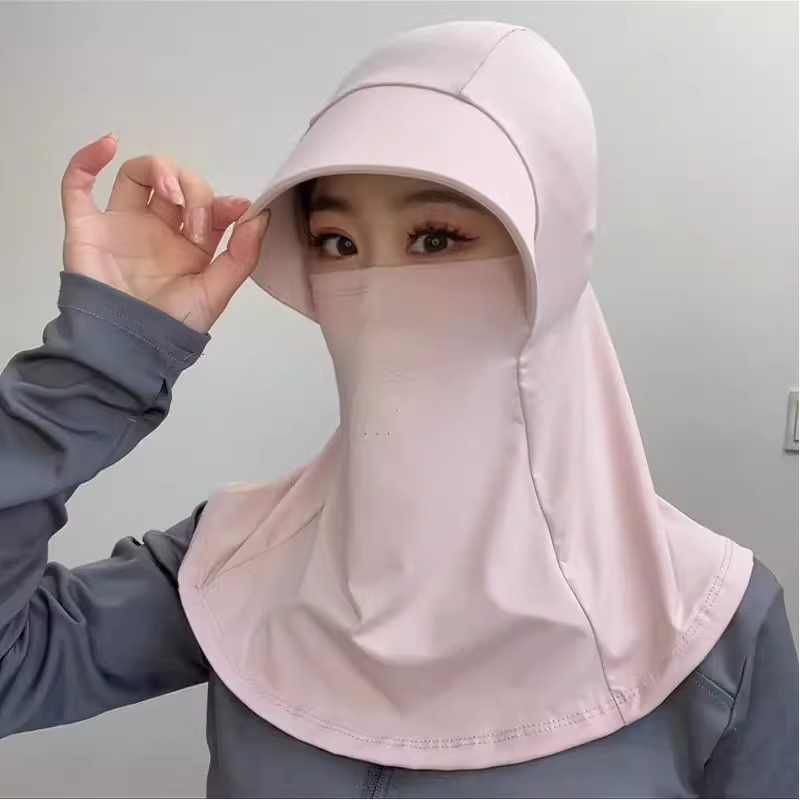 日焼け対策グッズ 全方位フェイスガード帽子