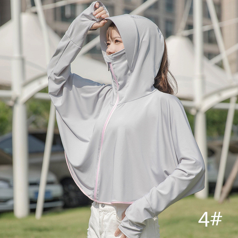 日焼け対策グッズ 紫外線防止パーカー 顔と手の甲まで完全保護