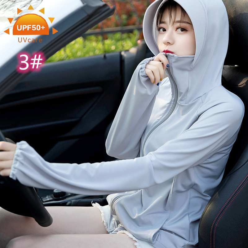 日焼け対策グッズ 紫外線防止パーカー 顔と手の甲まで完全カバー