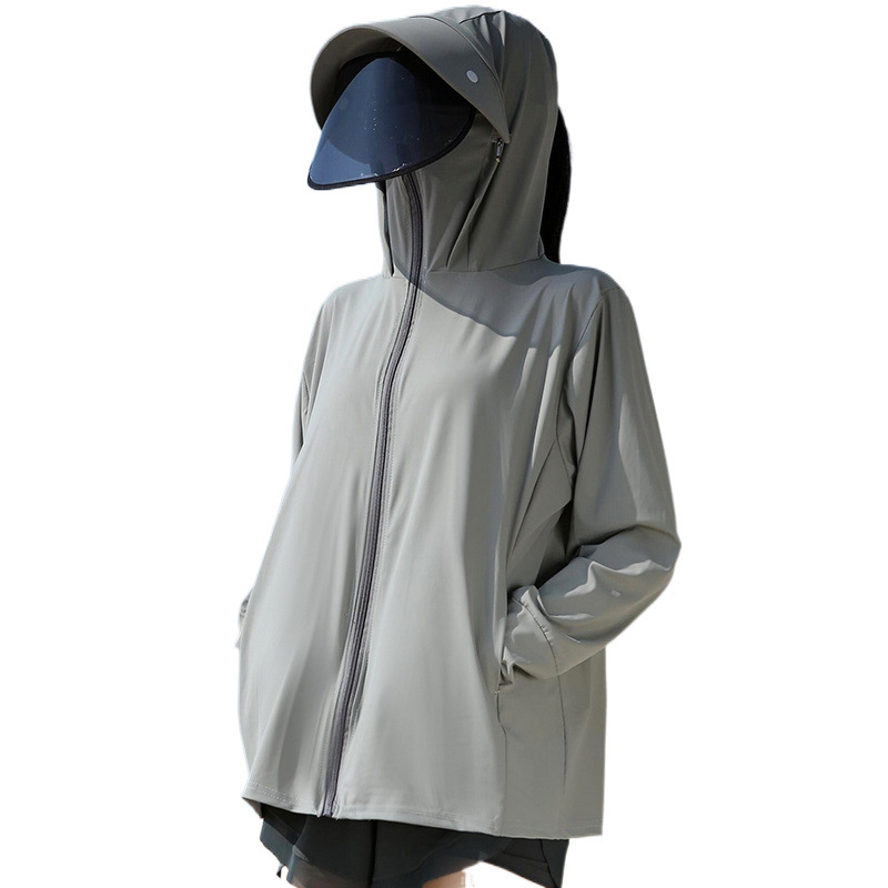 日焼け対策グッズ フルフェイスカバー付き日焼け防止パーカー