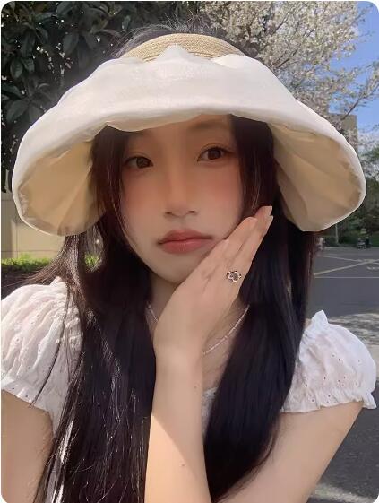 日焼け対策グッズ 女性用つば広帽子 上品サンバイザー
