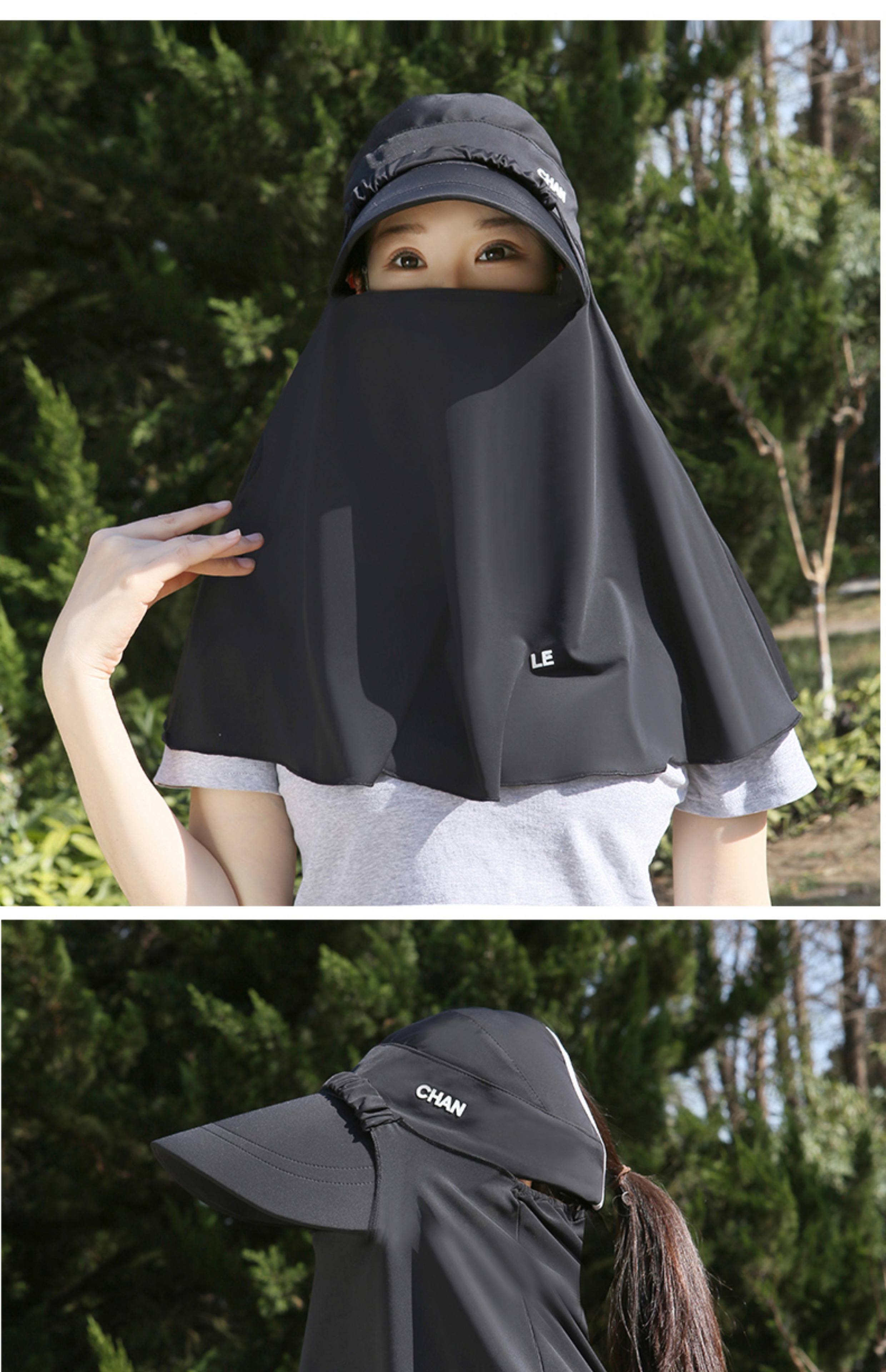日焼け対策グッズ 髪型自由な紫外線カット帽子マント
