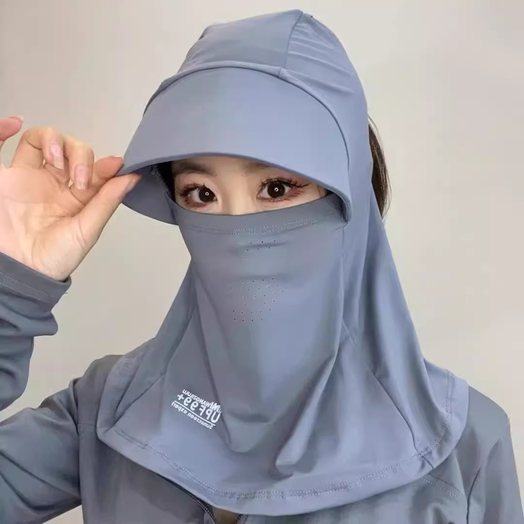 日焼け対策グッズ 全方位フェイスガード帽子