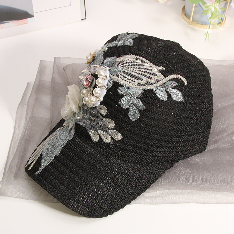 日焼け対策グッズ 優美刺繍キャップ 上品日よけ帽子