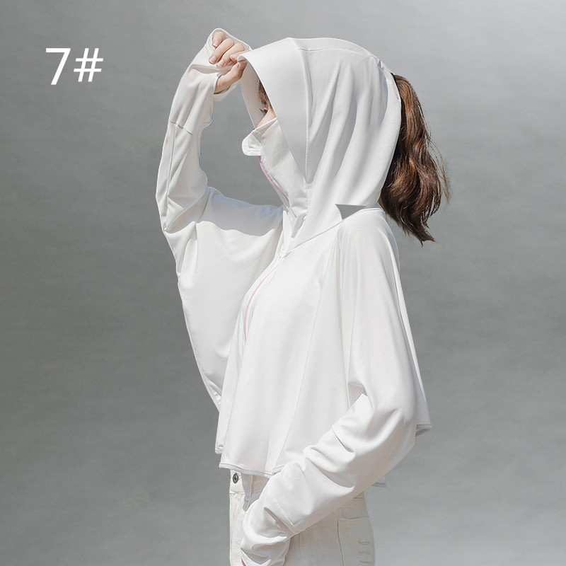 日焼け対策グッズ フェイスガード付きパーカー 紫外線防止速乾羽織り