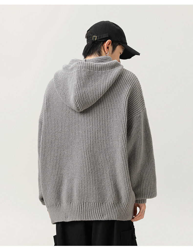 パーカー メンズ ゆったりニットパーカー 秋冬 フード付き