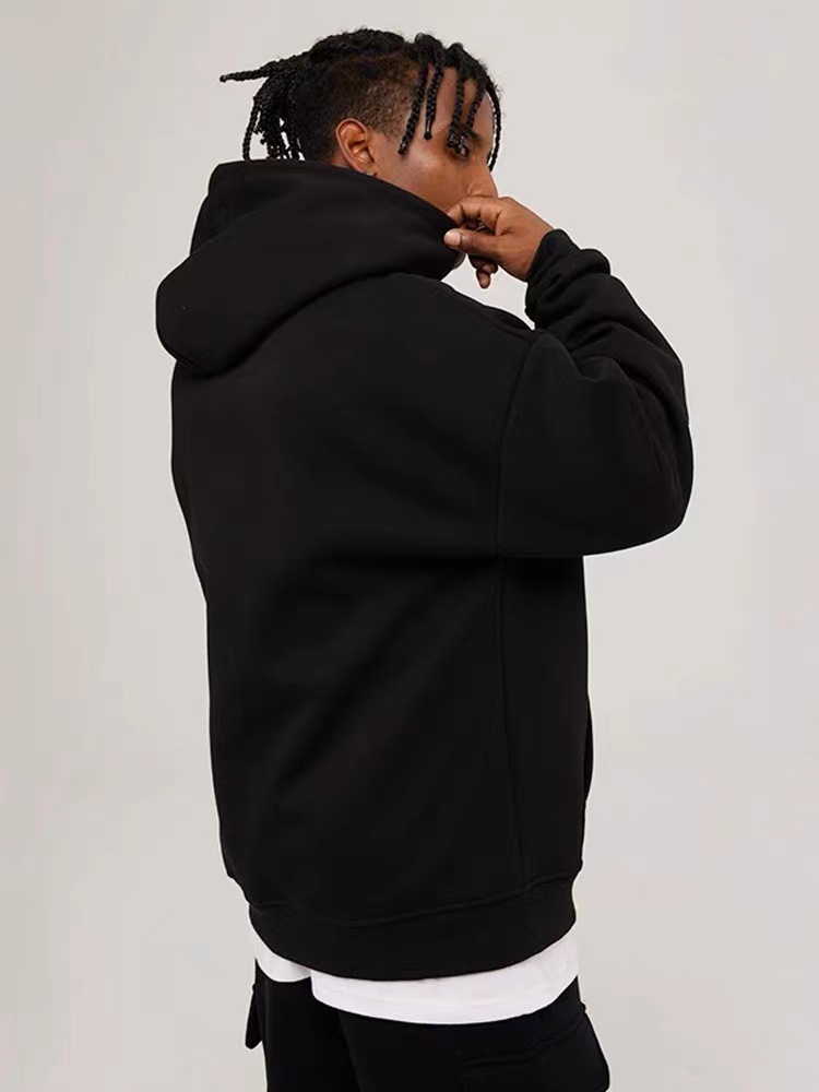 パーカー 純綿無地パーカー男女兼用黒色春秋新作