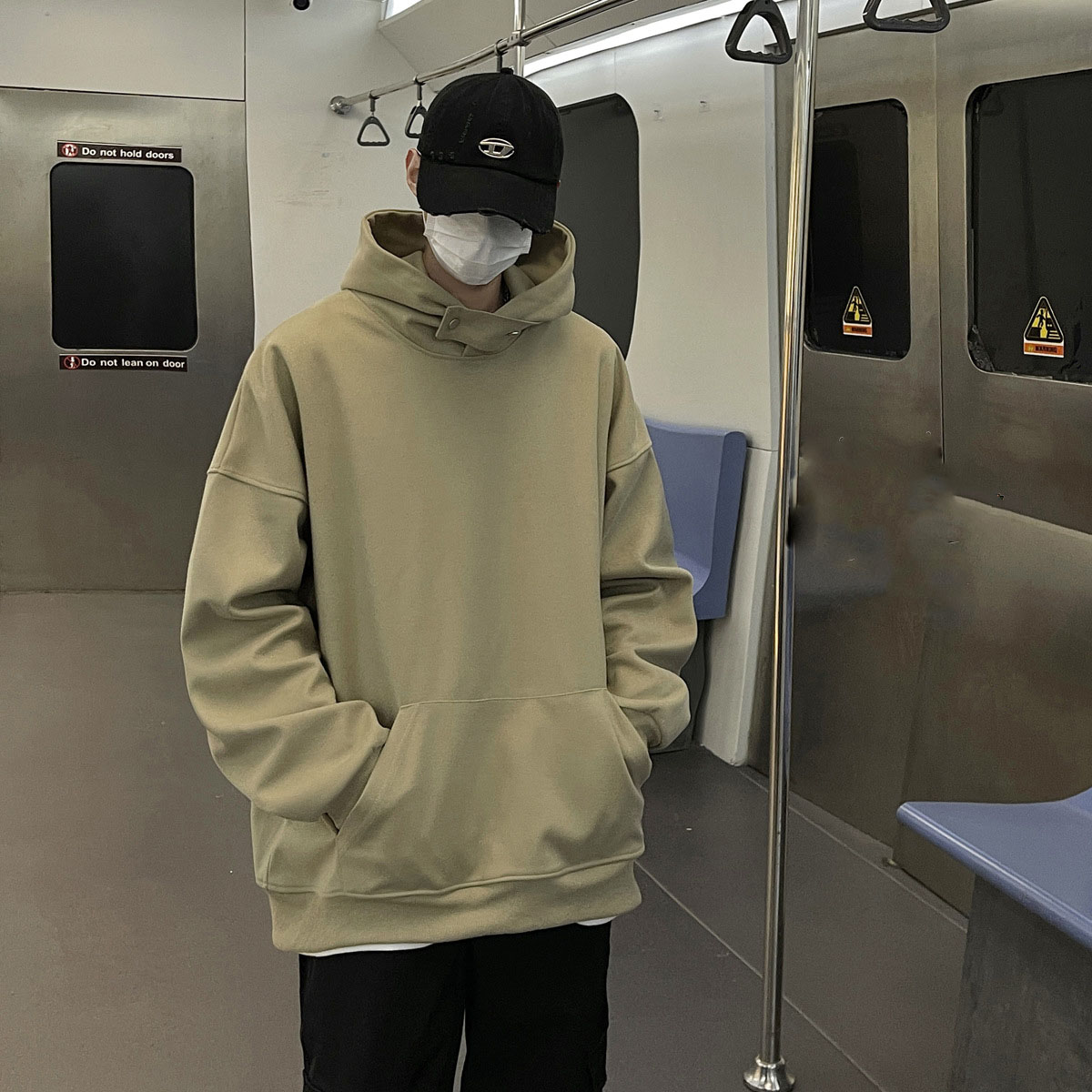 無地パーカー 男女兼用 ベージュ ストリート系 秋冬新作