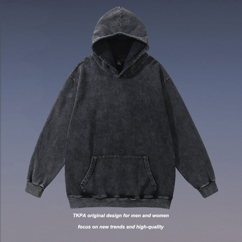男女兼用 古着風 無地 パーカー フード付き ストリート