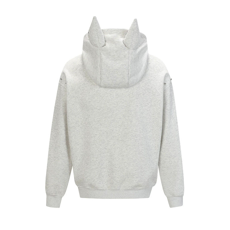 パーカー ドーベルマン耳付きパーカー スタッズ装飾 男女兼用