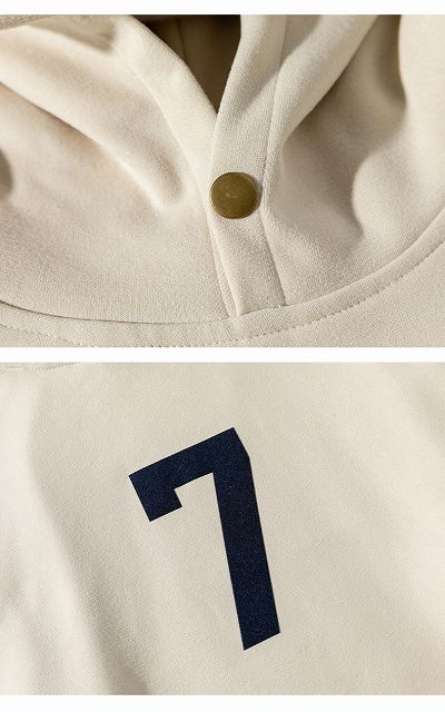 パーカー 厚手生地ナンバー７プリントパーカー男女兼用カーキ