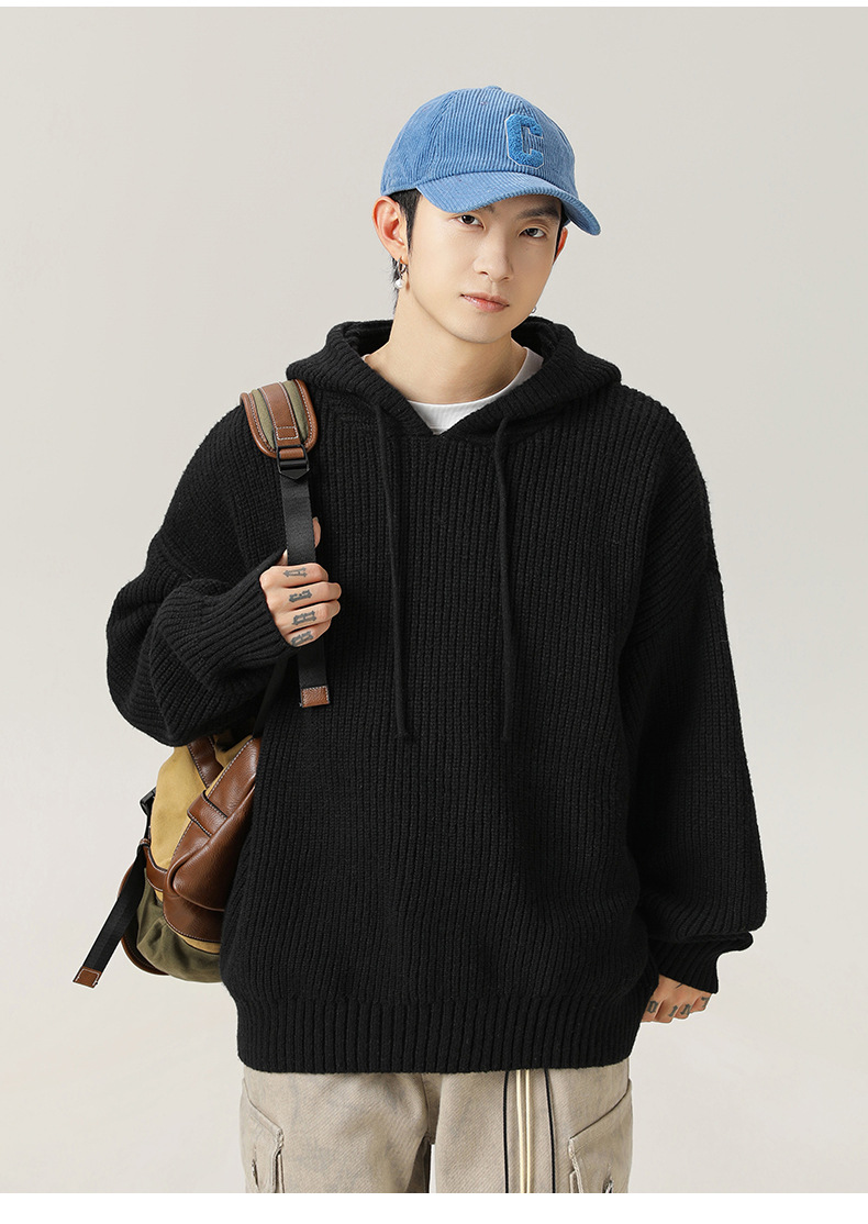 パーカー メンズ ゆったりニットパーカー 秋冬 フード付き