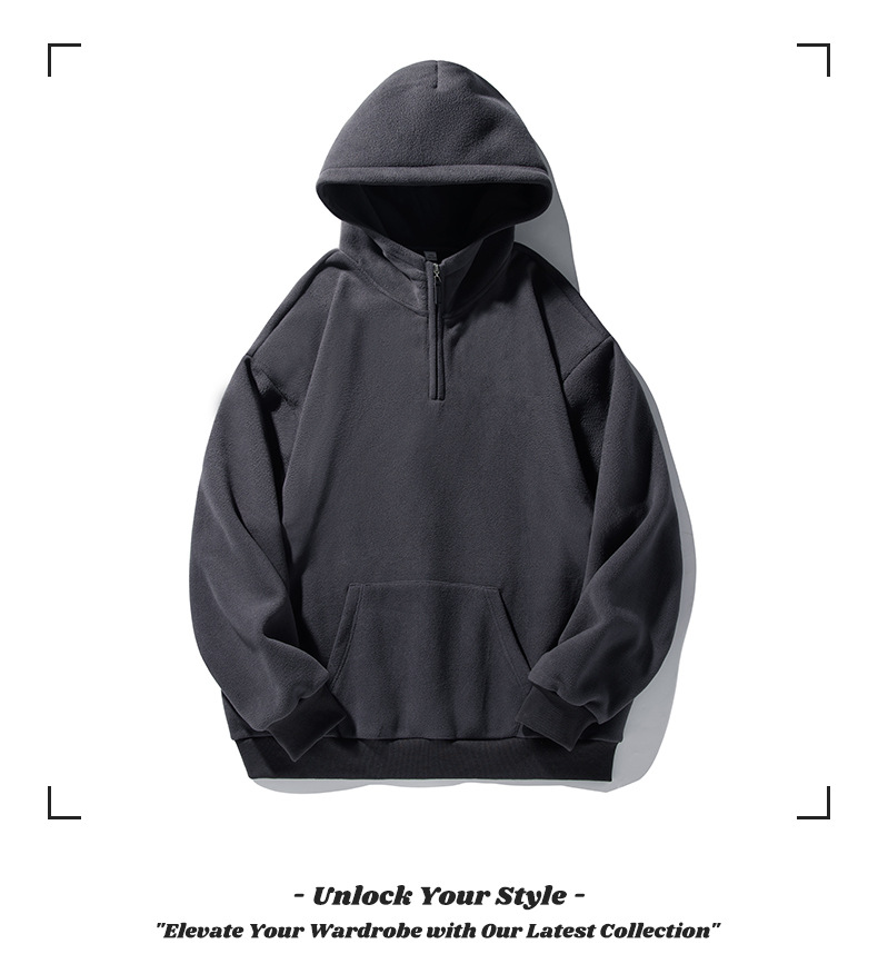 パーカー 無地ハーフジップパーカー フード付き全4色