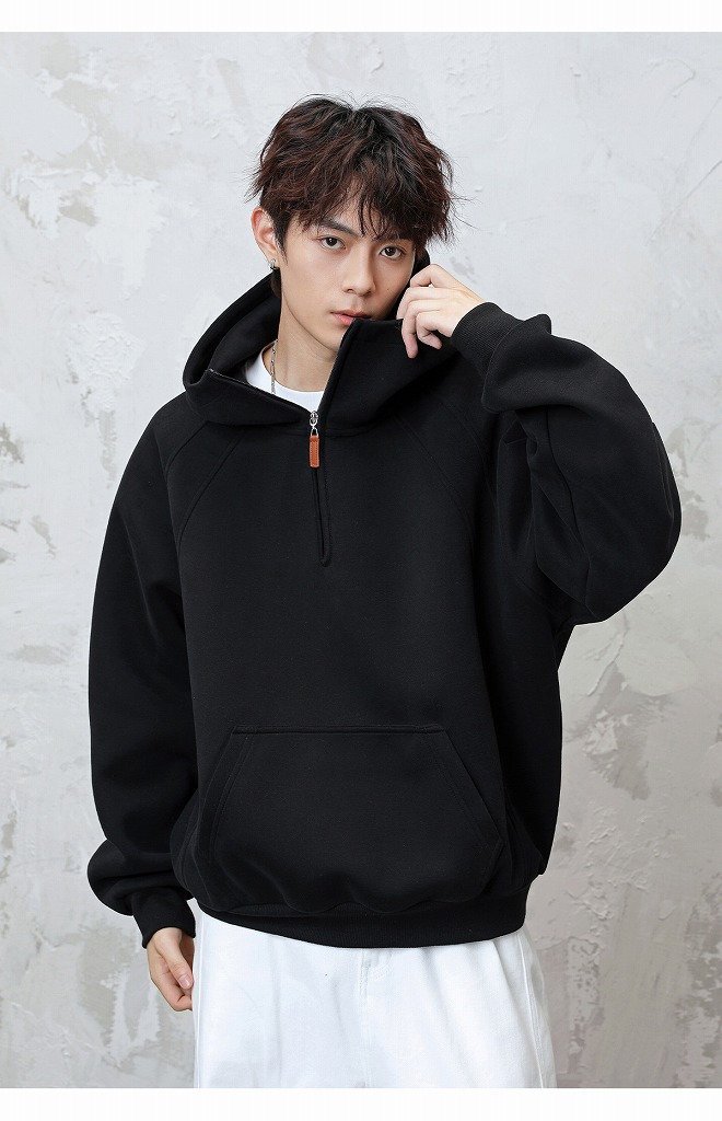 パーカー メンズ秋冬厚手ハーフジップパーカー全4色