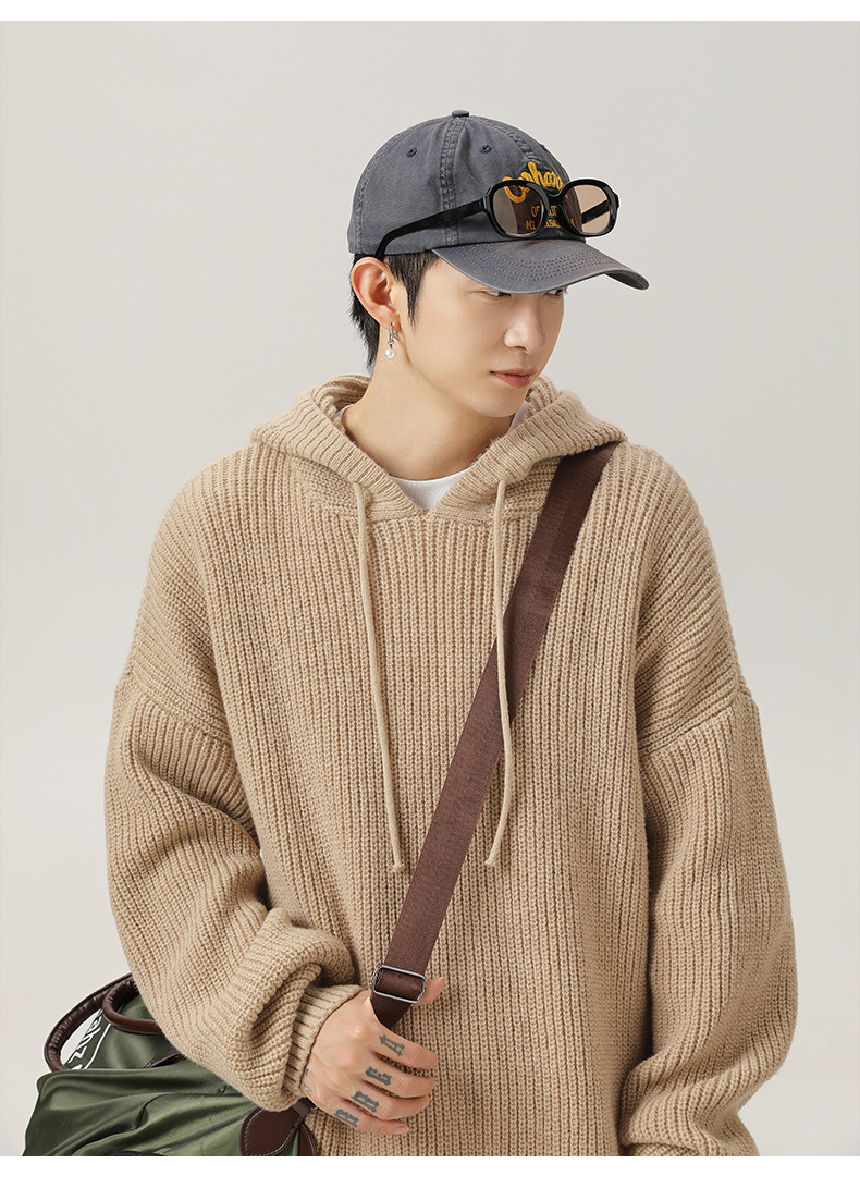 パーカー メンズ ゆったりニットパーカー 秋冬 フード付き