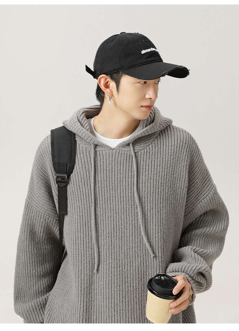 パーカー メンズ ゆったりニットパーカー 秋冬 フード付き