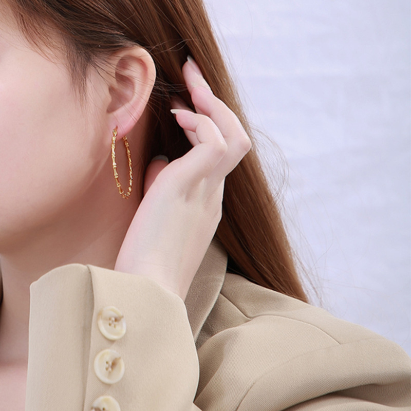フープ ピアス 竹節模様フープピアス