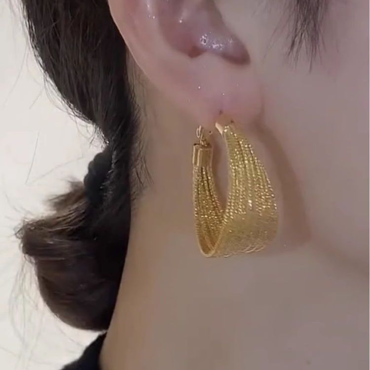 フープ ピアス 多層織りメッシュフープ