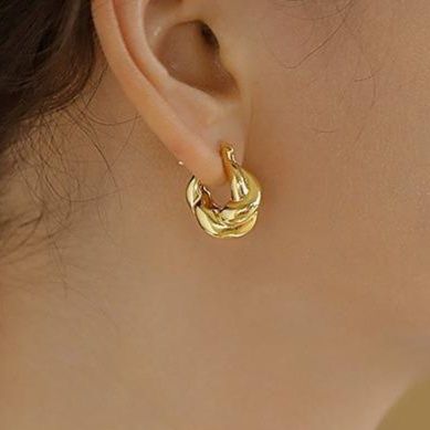 フープ ピアス 編み込みデザイン小ぶりフープ