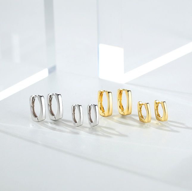 フープ ピアス スクエア型ワンタッチステンレス式フープピアス