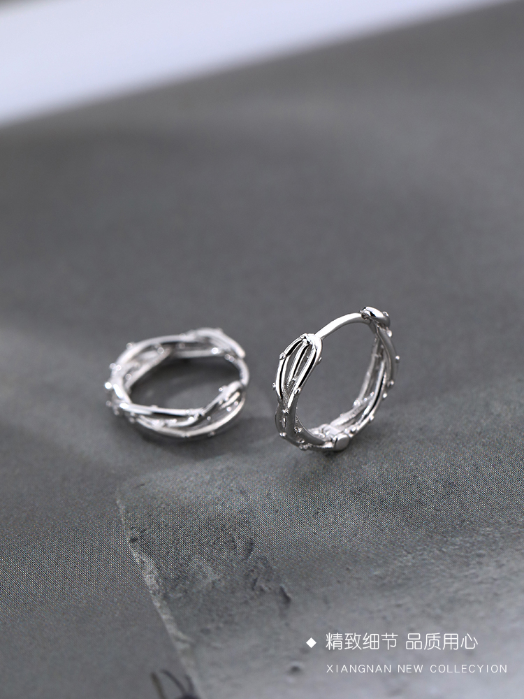 フープ ピアス 編み込みデザイン小径ステンレスフープピアス