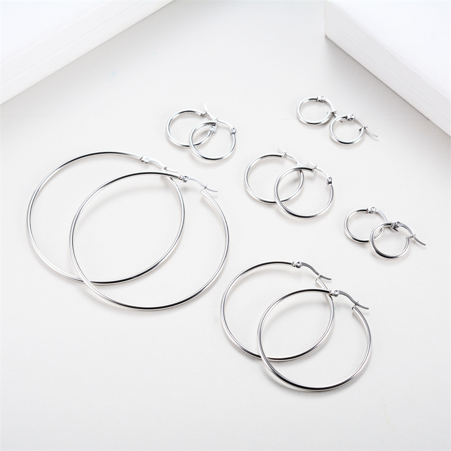 フープ ピアス シンプル輪環ステンレスピアス