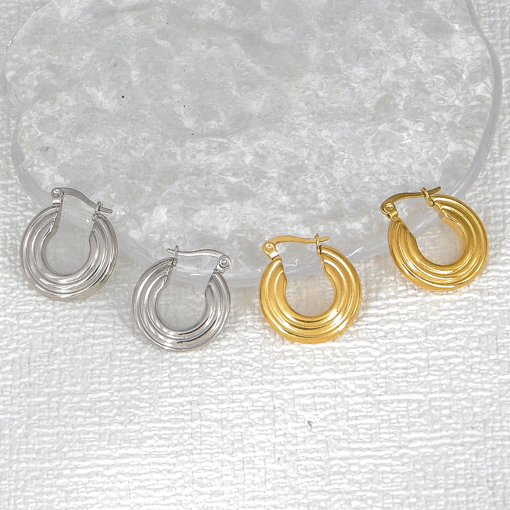 フープ ピアス 立体波紋 フープピアス