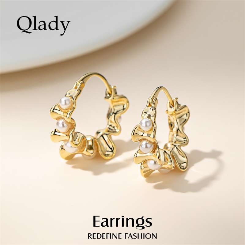 フープ ピアス うねりパール フープピアス