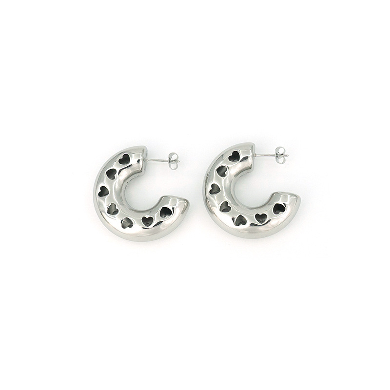 フープ ピアス ハートくり抜き半円フープピアス