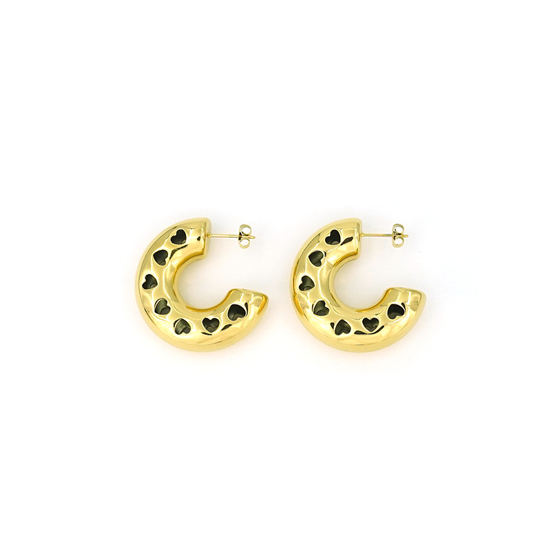 フープ ピアス ハートくり抜き半円フープピアス