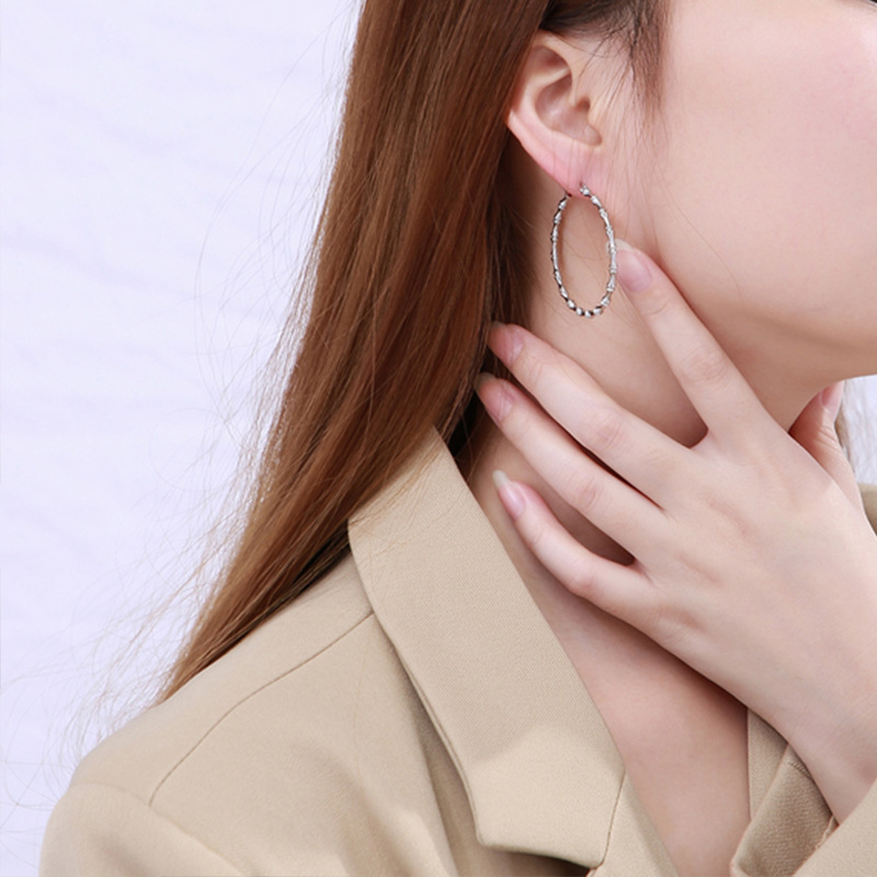 フープ ピアス 竹節模様フープピアス