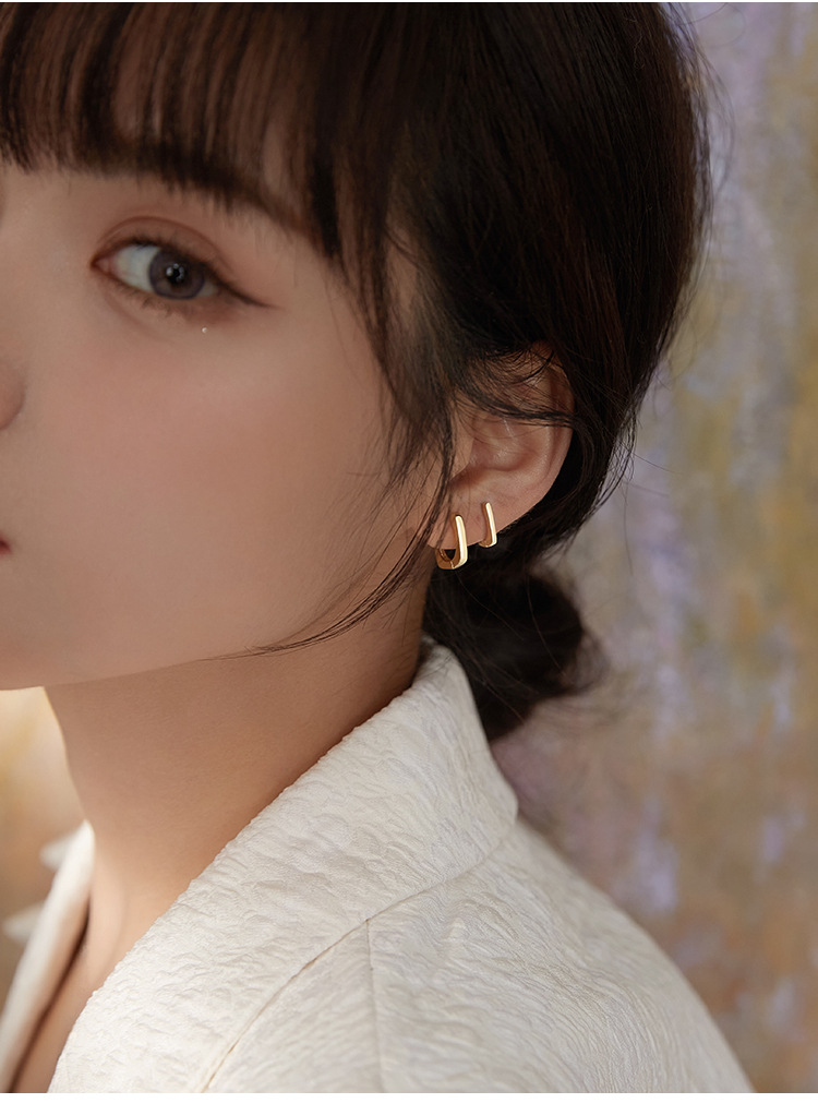 フープ ピアス スクエア型ワンタッチステンレス式フープピアス
