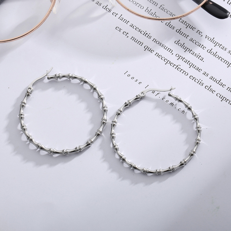 フープ ピアス 竹節模様フープピアス
