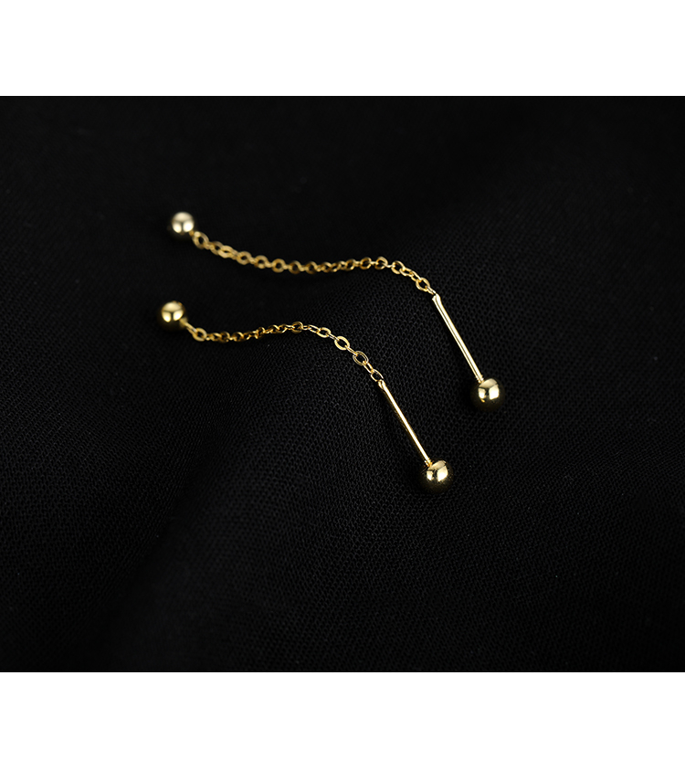 球体チェーン揺れるステンレスフープピアス