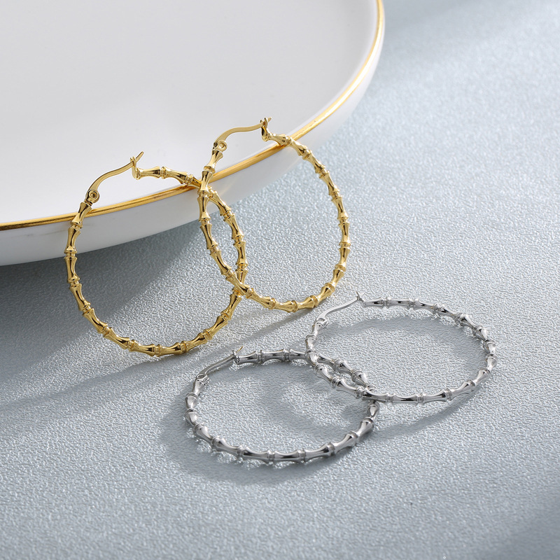 フープ ピアス 竹節模様フープピアス