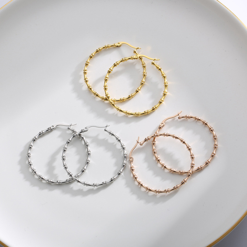 フープ ピアス 竹節模様フープピアス