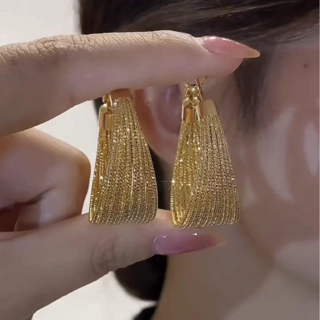 フープ ピアス 多層織りメッシュフープ