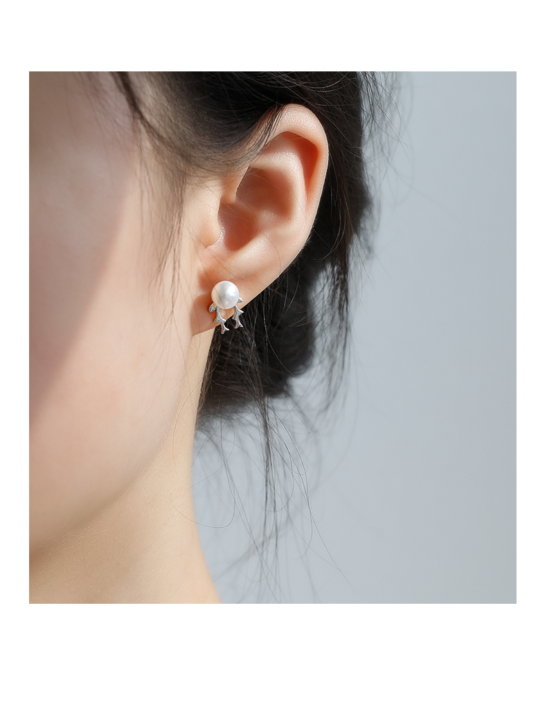 フープ ピアス パール装飾小型輪状耳飾り