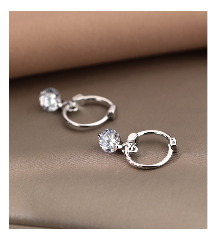 フープ ピアス 上品な輝き小ぶりな宝石付きステンレス