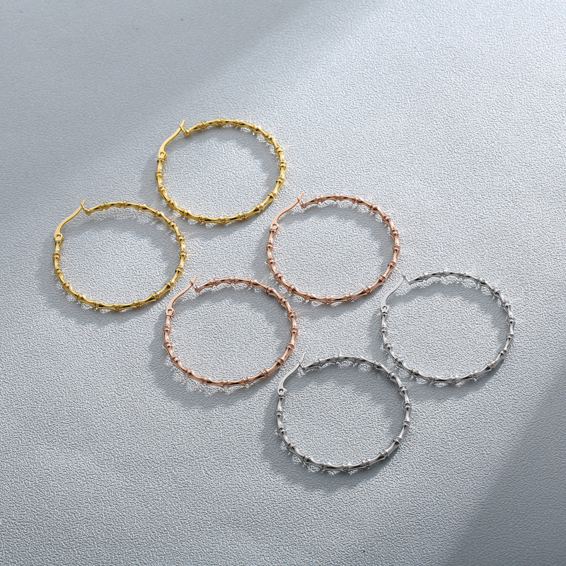 フープ ピアス 竹節模様フープピアス