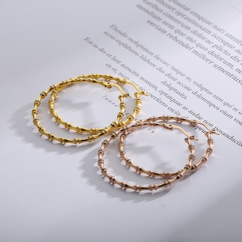 フープ ピアス 竹節模様フープピアス