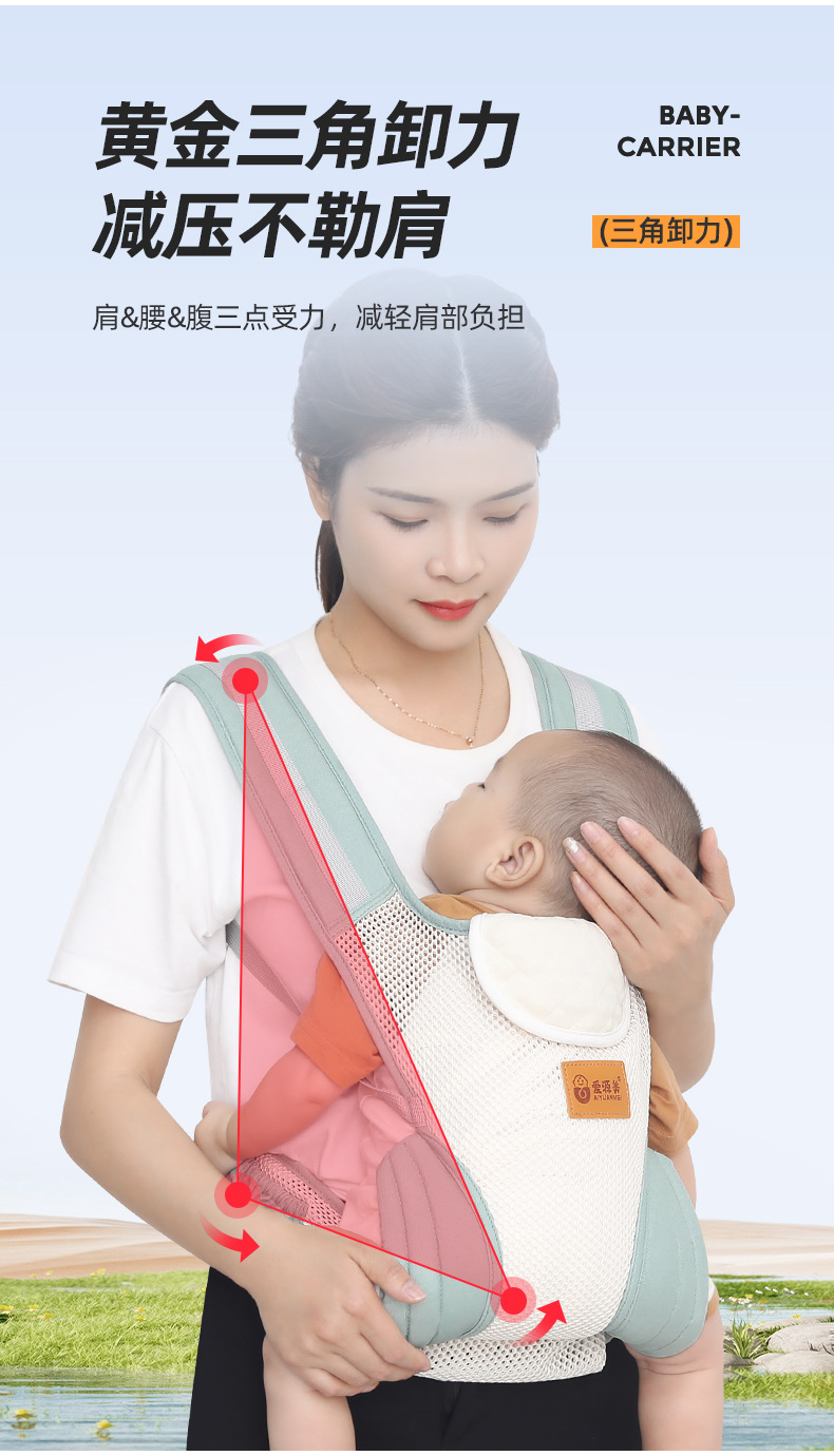 抱っこ紐 多機能蜂窩網透気ベビースリング