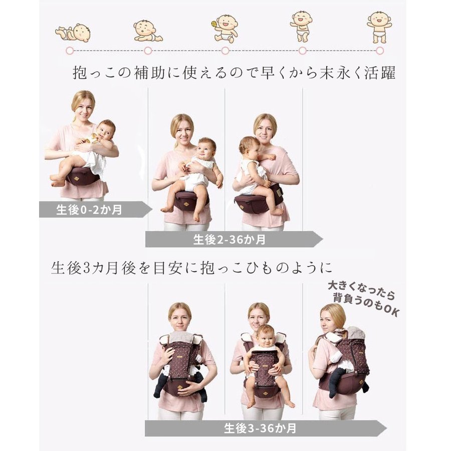 新生児対応ベビースリング付き多機能抱っこ紐