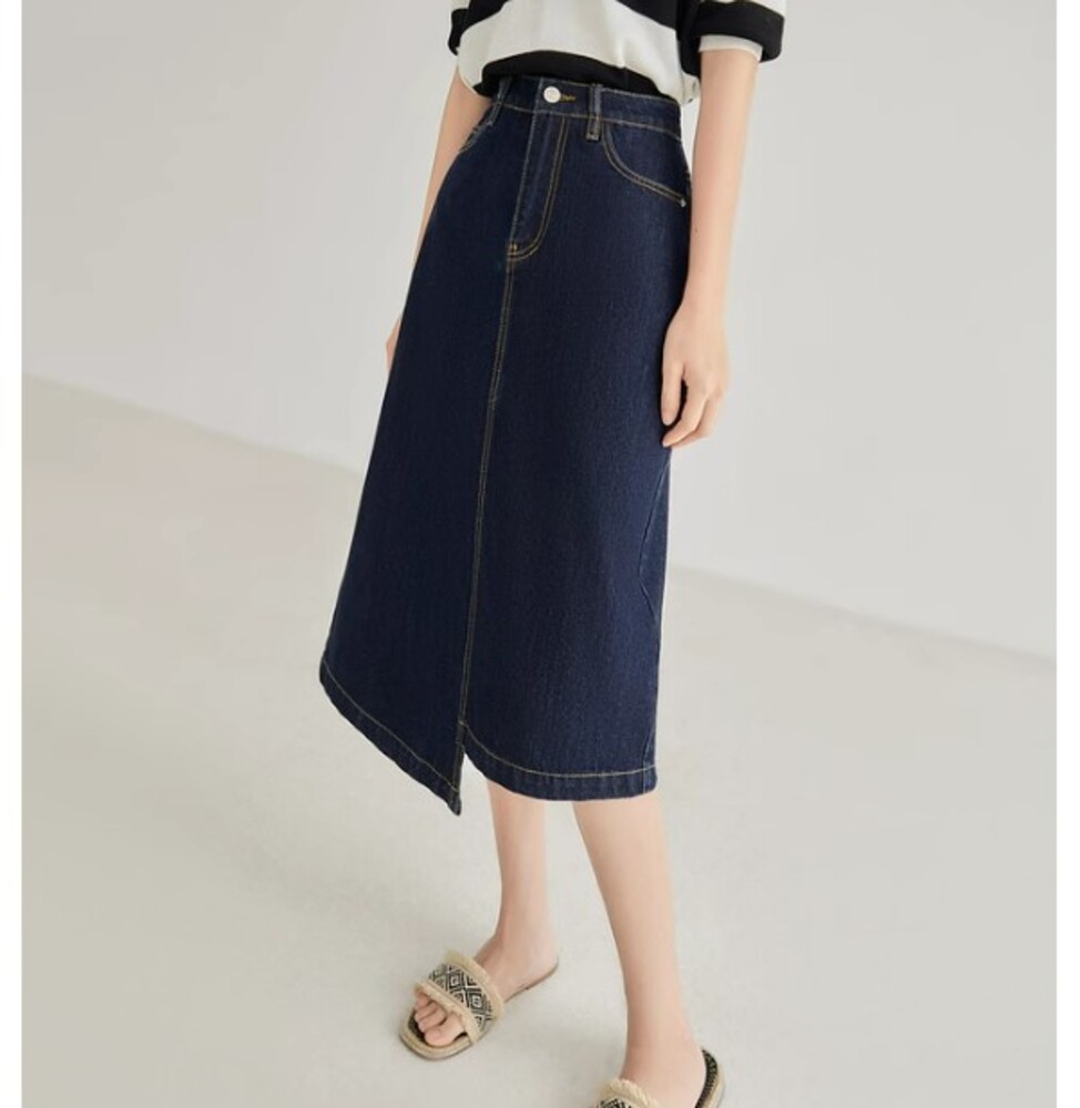 イエベ春/イエベ秋服　アシンメトリーデニムスカート