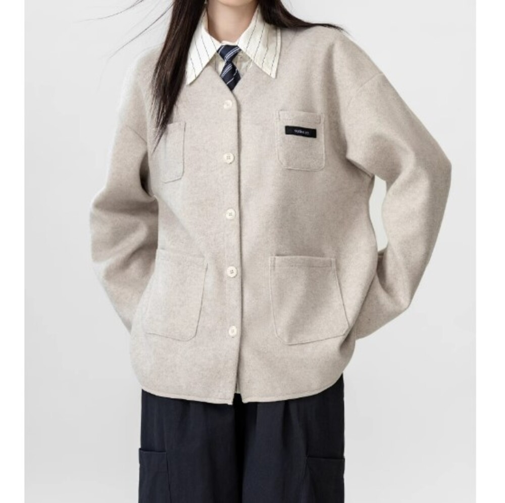 イエベ春/イエベ秋服　Vネックソフトカーディガン