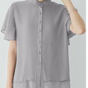 イエベ服　フレア袖 バンドカラーシャツブラウス（イエベ春・イエベ秋向け）
